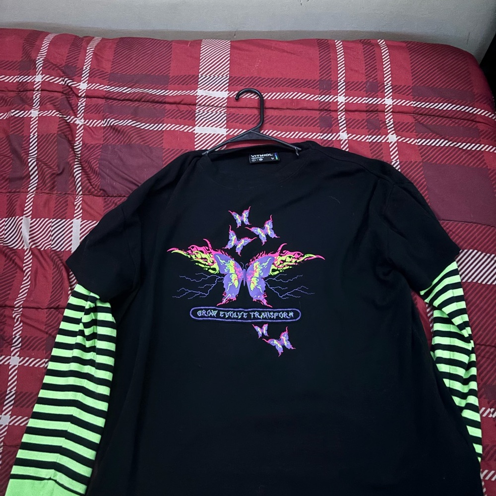 Black and Green Kids Butterfly Graphic Tee